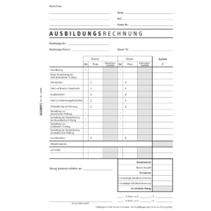 Rechnungsblock für 2 Ausbildungsklassen-0
