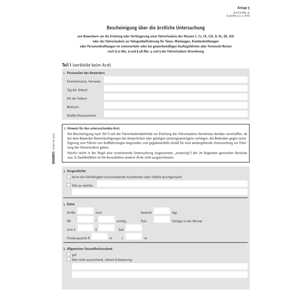 Bescheinigung über ärztliche Untersuchung » DEGENER Verlag
