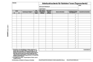 Arbeitszeitnachweis für Fahrlehrer (DIN-A5, Block mit 50 Blatt)