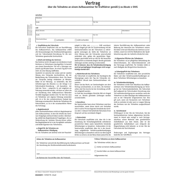 Vertrag/Teilnahmebesch.(ASF) Packungseinheit mit 25 Satz-0