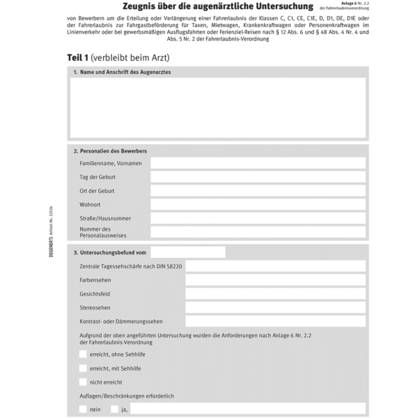 Zeugnis über die augenärztl. Untersuchung-0