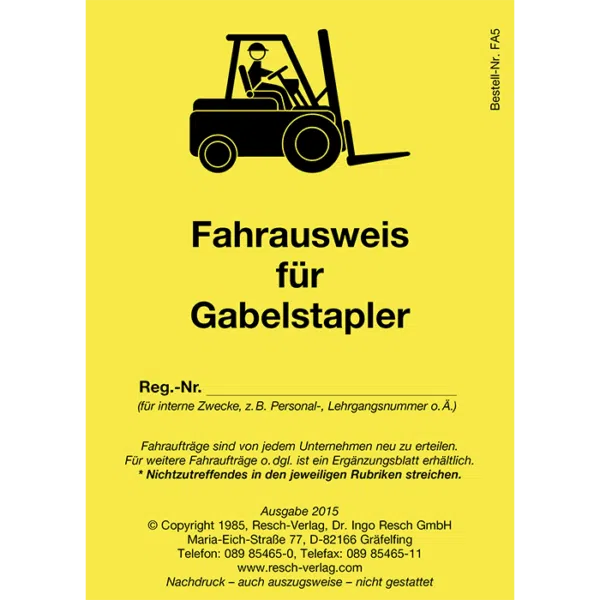 Fahrausweis für Gabelstapler (10 Stück)