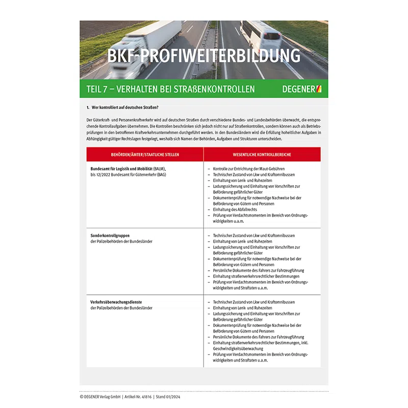 BKF-ProfiWeiterbildung Teil 7 - Verhalten bei Straßenkontrollen