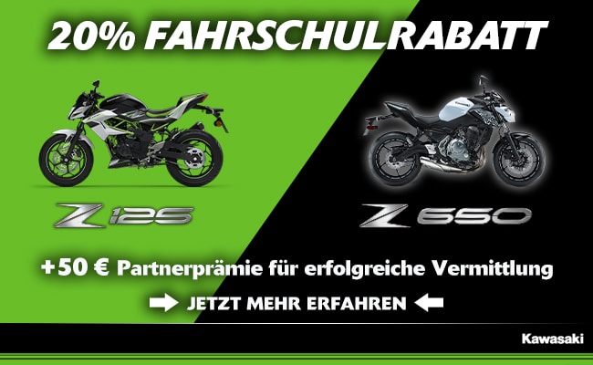 Kawasaki - 20% Rabatt für Fahrschulen