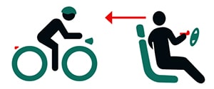 „Kopf drehen – Rad Fahrende sehen“ Symbolbild aus dem DVR-Faltblatt