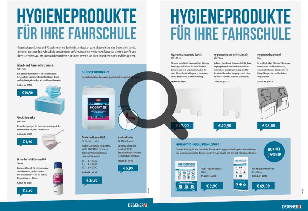 Vorschau Flyer DEGENER Hygieneartikel