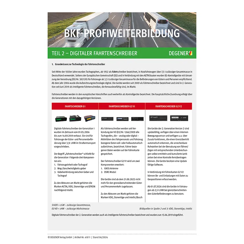 BKF-ProfiWeiterbildung Teil 2 - Digitaler Fahrtenschreiber