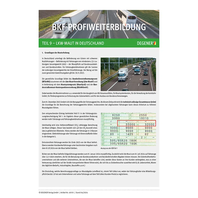 BKF-ProfiWeiterbildung Teil 9 - Lkw-Maut in Deutschland