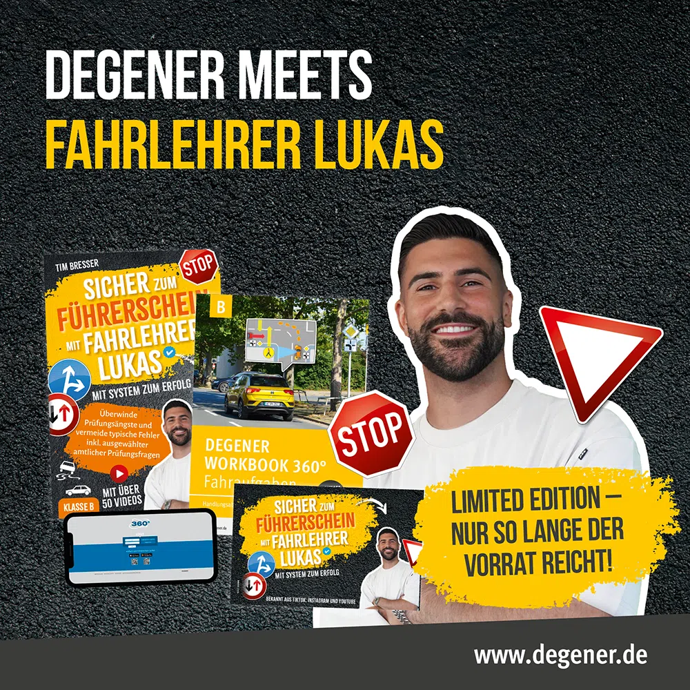 DEGENER Lernmittelset „Sicher zum Führerschein mit Fahrlehrer Lukas“