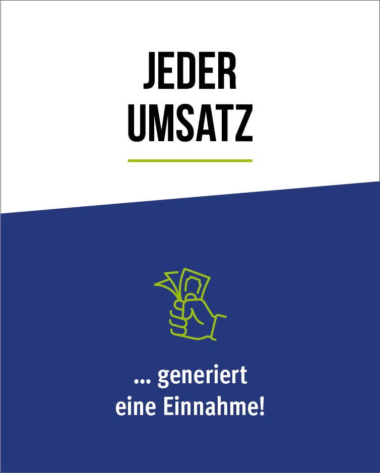 Jeder Umsatz generiert eine Einname!
