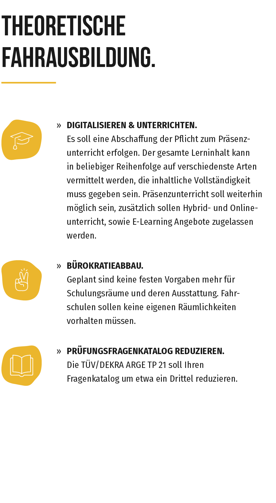 Theoretische Ausbildung Infografik zur theoretischen Fahrausbildung: Digitalisierung des Unterrichts, Bürokratieabbau und Reduzierung des Prüfungsfragenkatalogs